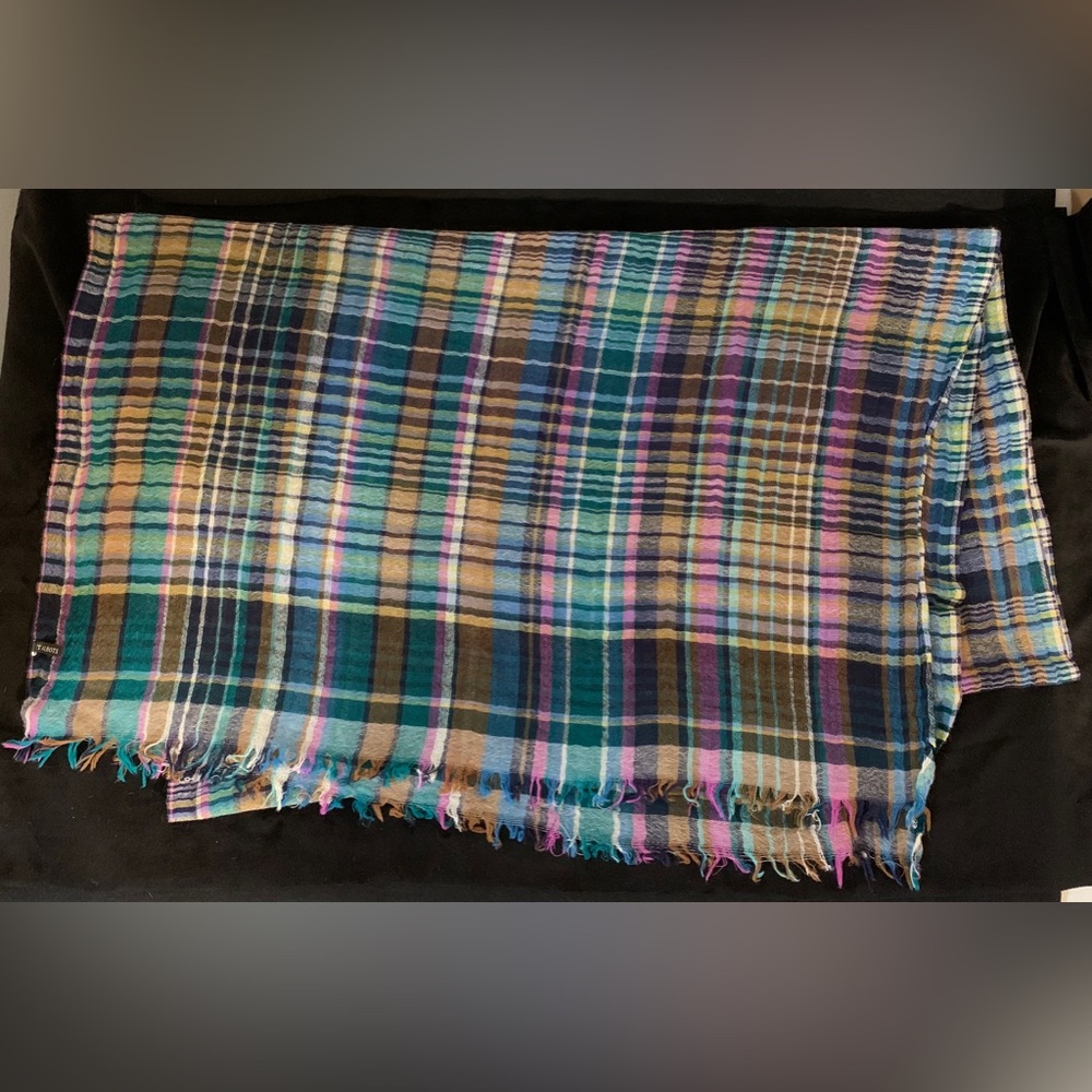 Talbots - Multicolour Plaid Woven Scarf With Fringe